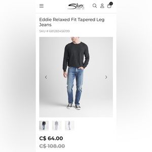 Silver Eddie Relaxed Fit Tapered Leg Jeans